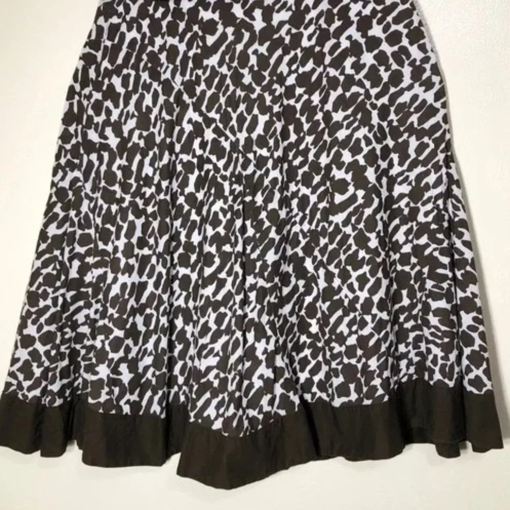 Chicos Animal Leopard Flared Midi Skirt Sz 1 M Brown Cotton Lined 28" EUC - Picture 4 of 14
